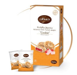 Kruche ciasteczka z nadzieniem galaretkowym (lokum) o smaku różanym Hamdan 400g
